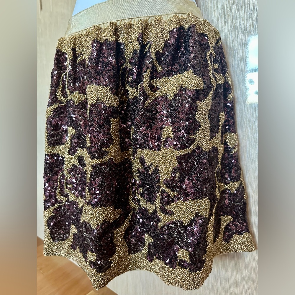 Gorgeous Mini Skirt Gold Beaded and Purple Sequin Design Ready for Holidays